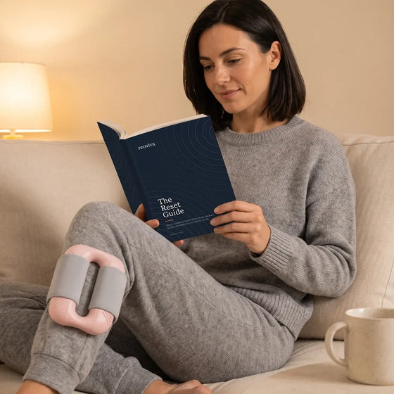 The Reset Guide, read on the sofa while wearing Reoviva Pro